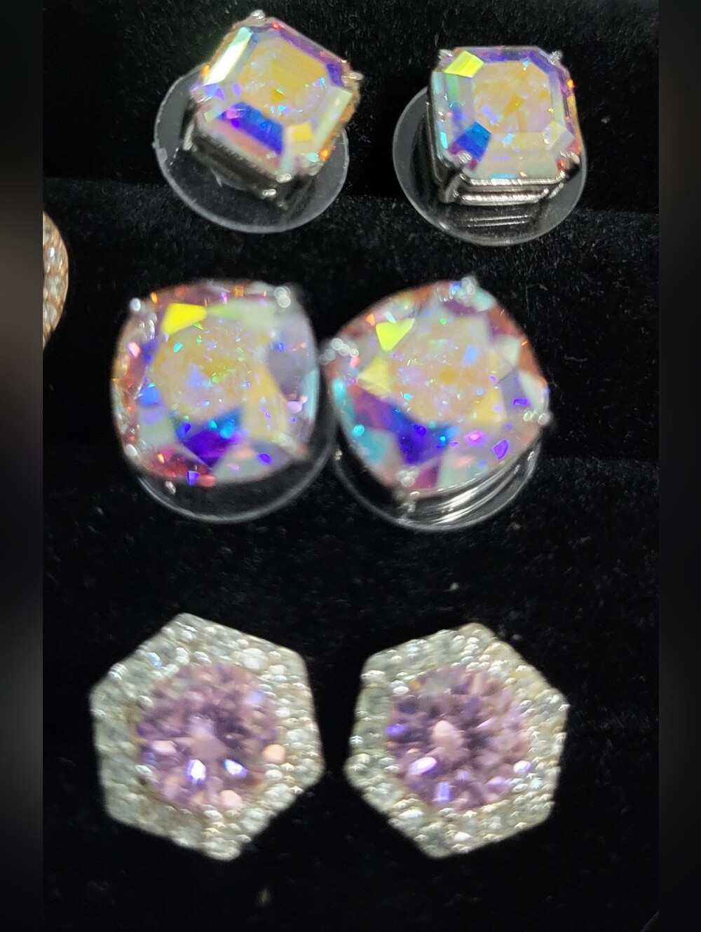 Iridescent Crystal Stud Earrings in Multi-Color - Women Jewelry Earrings